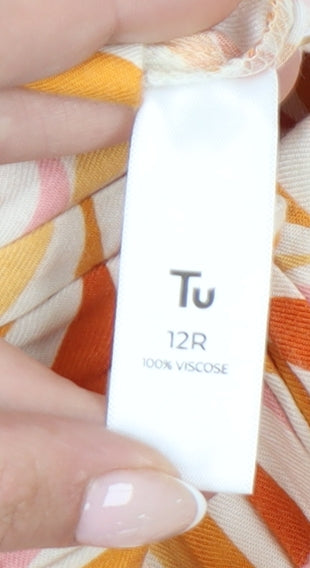 Tu Women’s Multicoloured Wide-Leg Trousers Size 12 Retro Geometric