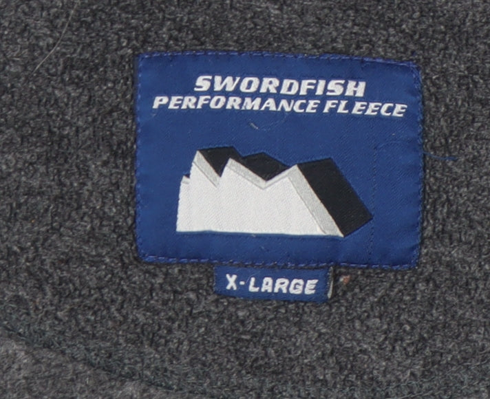Swordfish Mens Grey XL Fleece Pullover 1/4 Zip Sweatshirt Outdoor