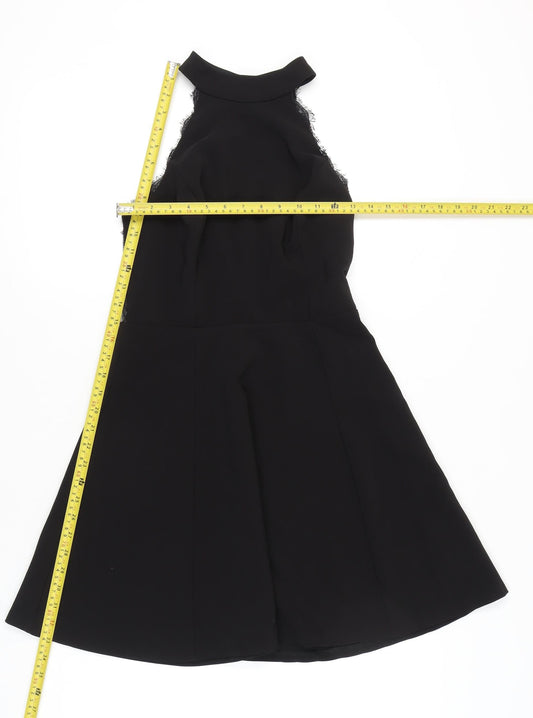 River Island Women’s Black Size 8 Lace Halter Fit & Flare Party Dress