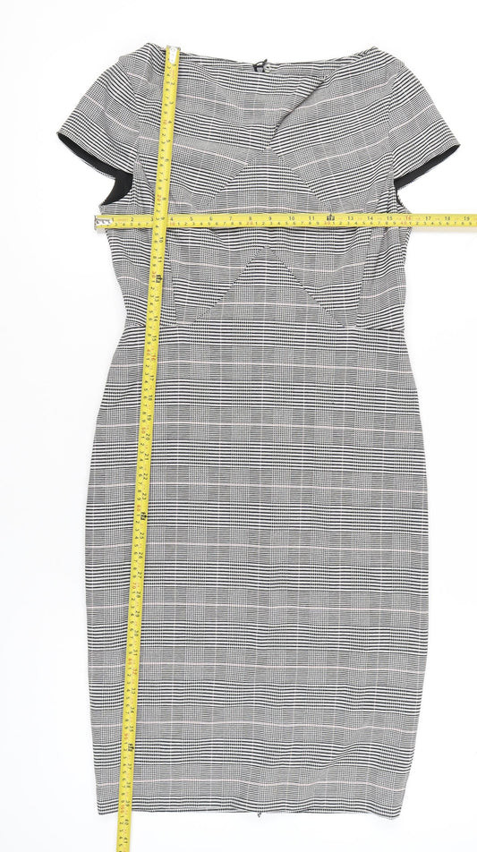 Marks and Spencer Women Grey Check Sheath Work Dress UK 10