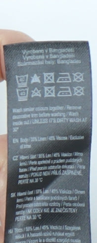 F&F Womens Black Size 10 Strapless Midi Bodycon Dress Linen Blend