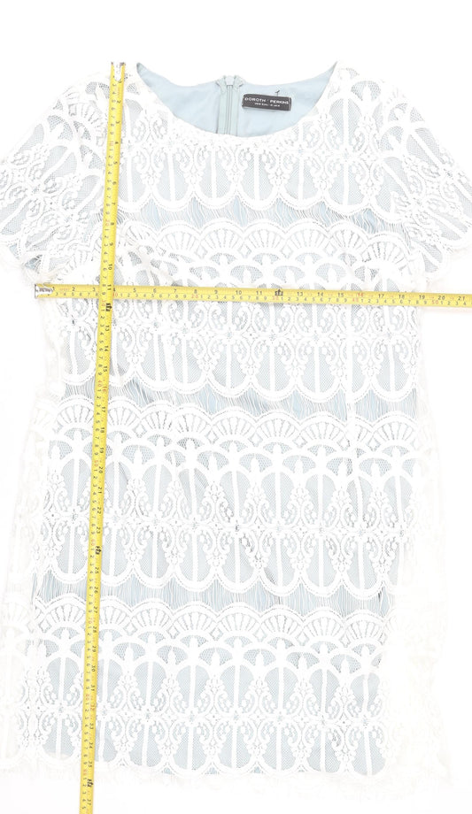Dorothy Perkins Women’s White Lace Shift Dress Size 18 Knee Length