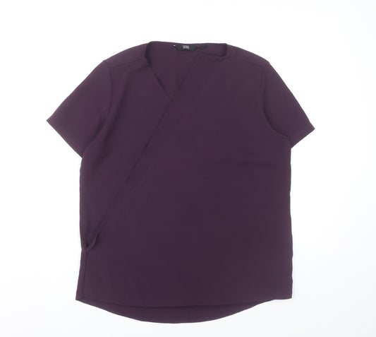 Womens UK Size 12 Simon Jersey Purple Wrap Blouse