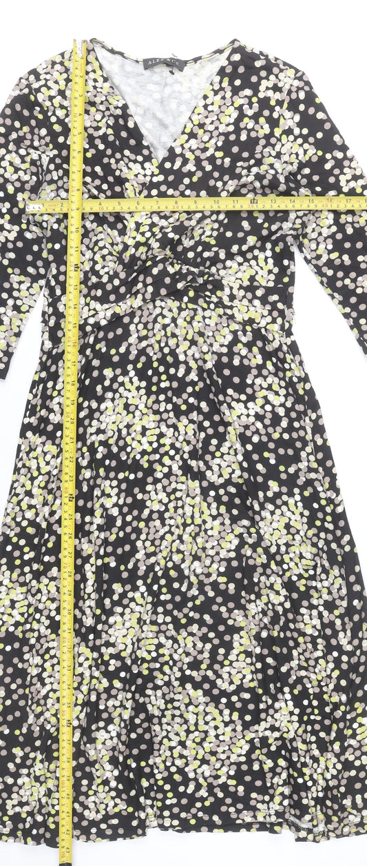 Alex & Co. Women’s Black Polka Dot Midi Wrap Dress Size 10
