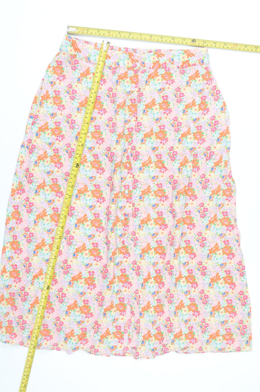 Pieces Womens Midi Floral A-Line Skirt Multicoloured Size M