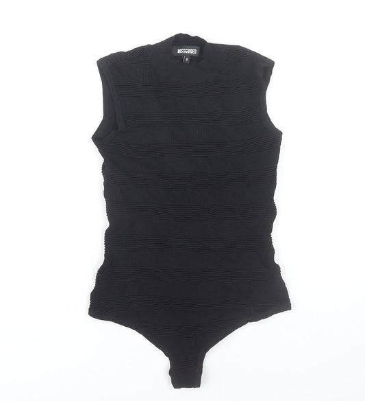 Additional front view of Missguided Women Black, size 6, High Neck Sleeveless Bodysuit