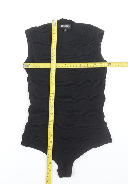 Missguided Women Black Size 6 High Neck Sleeveless Bodysuit