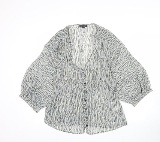 Womens UK Size 12 Topshop Grey Wrap Blouse