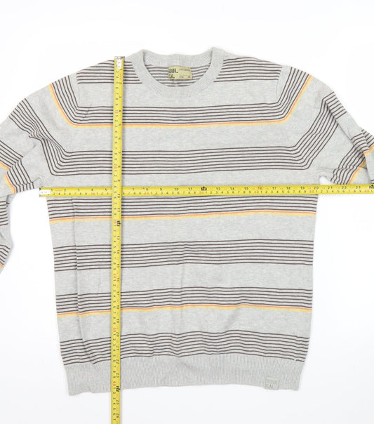 SoulCal Men’s Grey Striped Crew Neck Pullover Jumper Size L