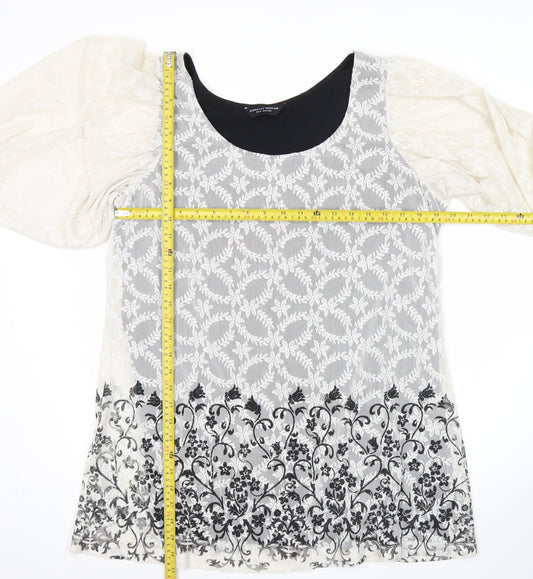 Dorothy Perkins Women’s White Black Lace Floral Shift Dress Size 20