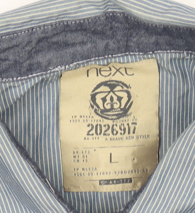 Next Men’s Blue V-Neck Pullover Jumper Knitwear Size L Cotton Blend