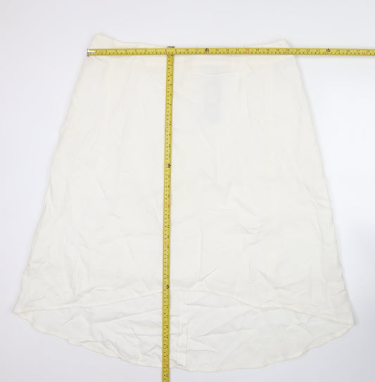 Marks and Spencer Women’s White Linen Blend Midi A-Line Skirt Size 20