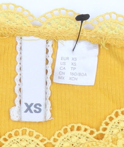 Womens UK Size XS H&M Yellow Cropped Blouse