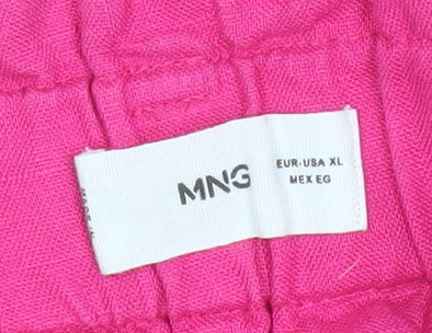 MNG Women’s Pink XL Paperbag Linen High Waisted Shorts