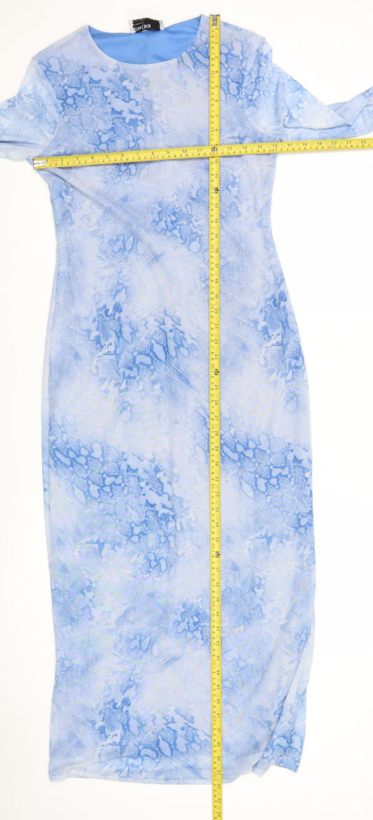 Primark Women Blue Animal Print Midi Bodycon Dress Size M