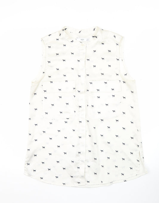 Womens UK Size XS Mango White Basic Blouse