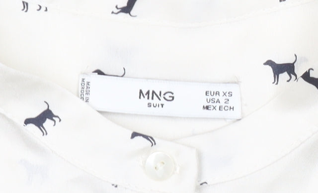 Womens UK Size XS Mango White Basic Blouse