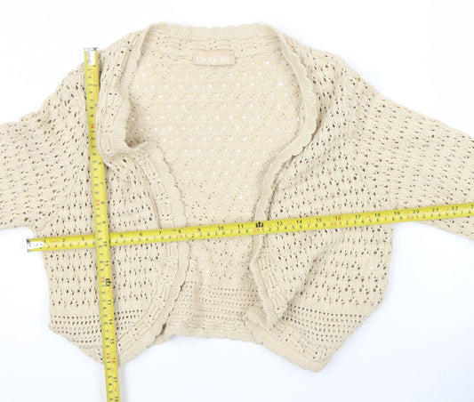 Daxon Women Beige Open-Knit Long Sleeve Cardigan Size 14