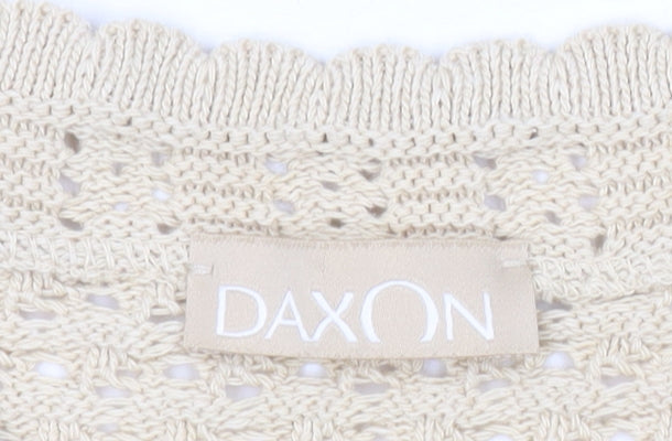 Daxon Women Beige Open-Knit Long Sleeve Cardigan Size 14