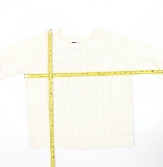 Gap Women’s Ivory Cable-Knit Cotton Blend Pullover Jumper L