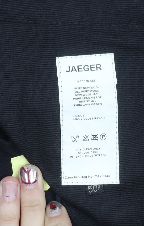 Jaeger Men’s Black Wool Pleated Dress Trousers Size 50R