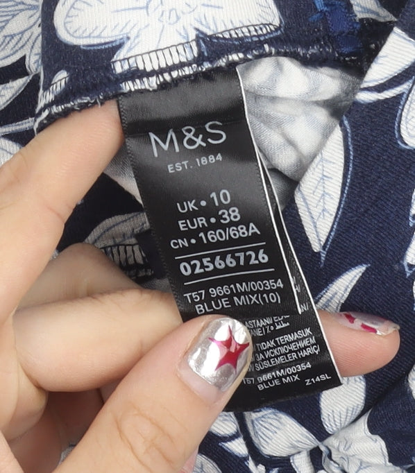 Marks and Spencer Women’s Blue Floral Skirt Size 10 Pencil Short