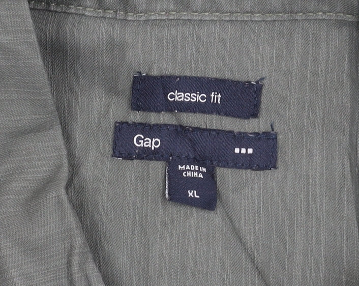 Gap Men’s Grey Classic Fit Long Sleeve Cotton Button-Up Shirt XL