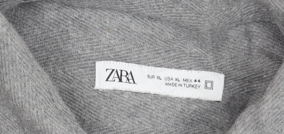 Zara Men’s Grey Cotton Flannel Shirt Jacket XL Casual Workwear