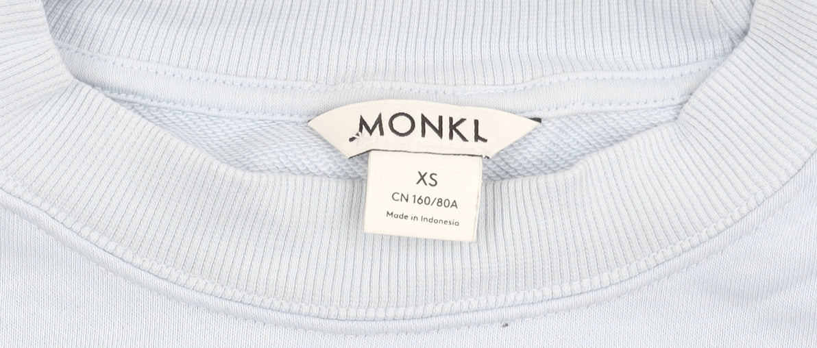 Monki Women’s Blue XS Pullover Sweatshirt Crew Neck Casual