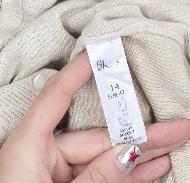 Womens UK Size 14 BHS Beige Cardigan Jumper