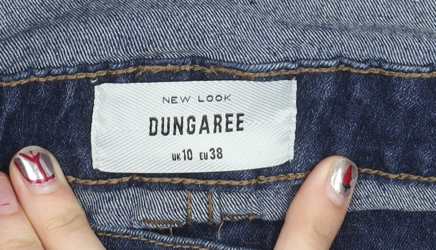 New Look Women’s Blue Denim Dungaree Shorts UK 10 Adjustable Straps