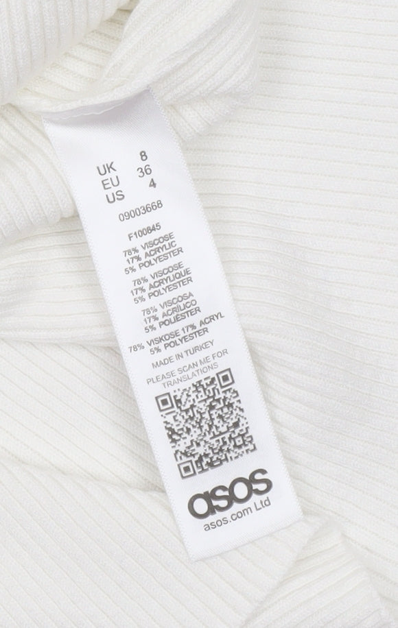 ASOS Women’s White Bodycon Puff Sleeve Mini Dress Size 8