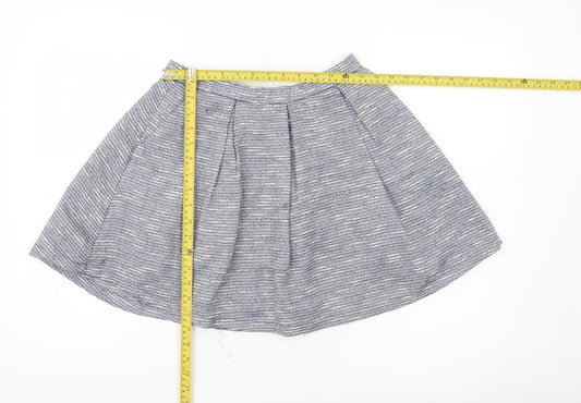 New Look Women’s Blue Tweed A-Line Mini Skirt S Lined Zip