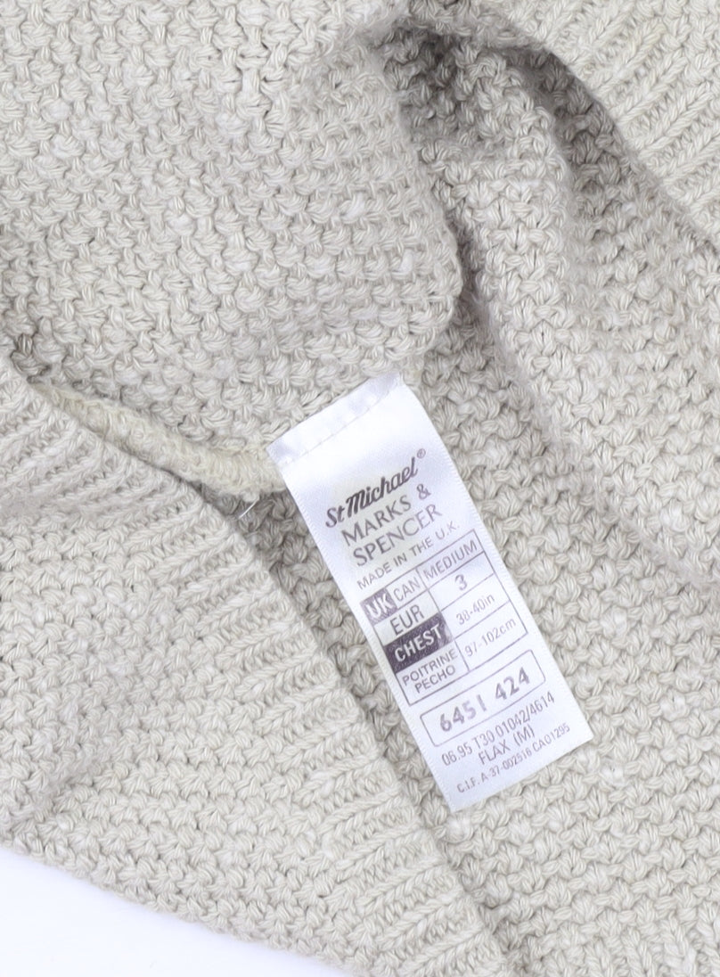 Marks and Spencer Men’s Beige Knit Vest Jumper Medium V-Neck