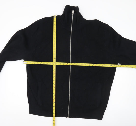 Marks and Spencer Mens Black 3XL Full Zip Jumper High Neck Knit