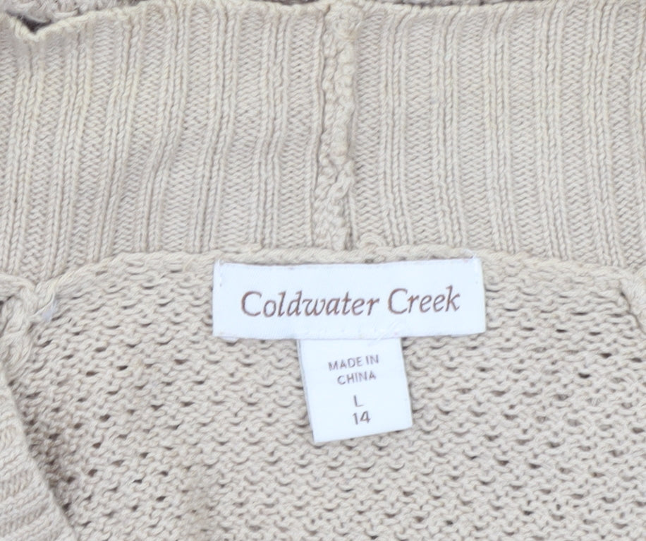 Coldwater Creek Women’s Beige Open-Knit Cardigan Size 14
