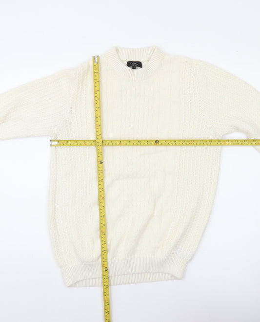 Next Men’s Ivory Cable-Knit Wool Blend Jumper Size M