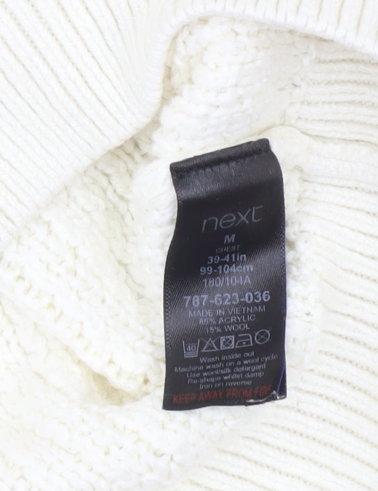 Next Men’s Ivory Cable-Knit Wool Blend Jumper Size M