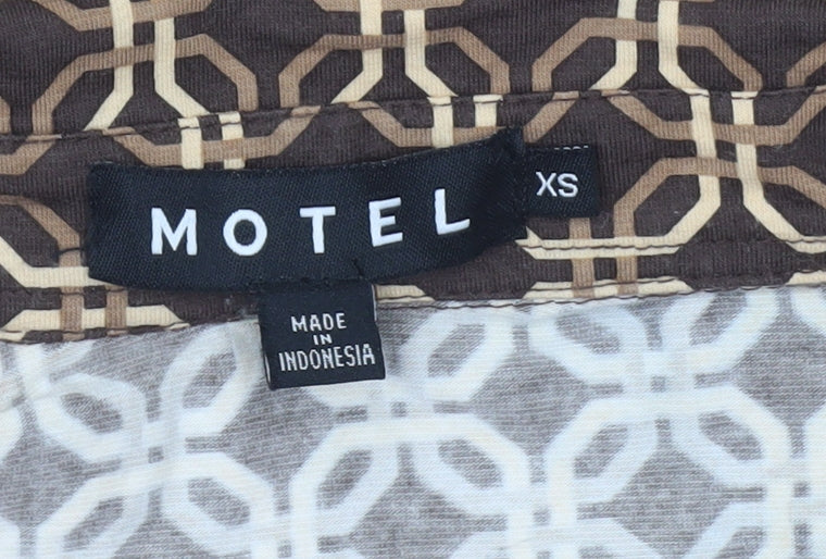 Womens UK Size XS Motel Brown Cropped Button-Up