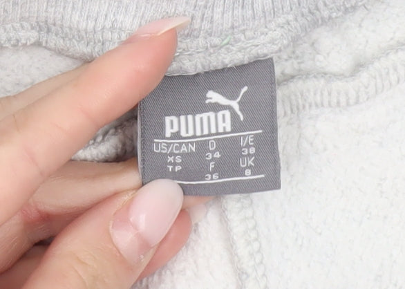 Additional view of Puma women’s grey jogger sweatpants, size UK 8, cotton blend