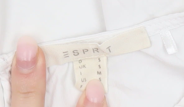 Brand and care label for ESPRIT Women White Blouse Long Sleeve Round Neck, size S