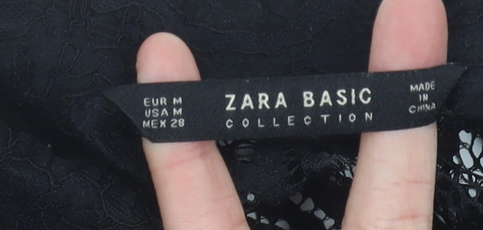 Womens UK Size 12 Zara Black Basic Blouse