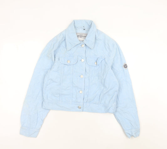 Additional front view of Henri Lloyd women’s blue corduroy jacket, size UK 10, casual cropped