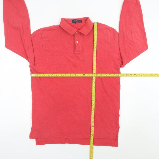 Ralph Lauren Men’s Red Long Sleeve Polo Shirt Size M Cotton