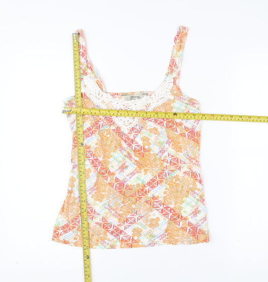 Mantaray Womens Multicoloured Cotton Crochet Tank Top Size 8