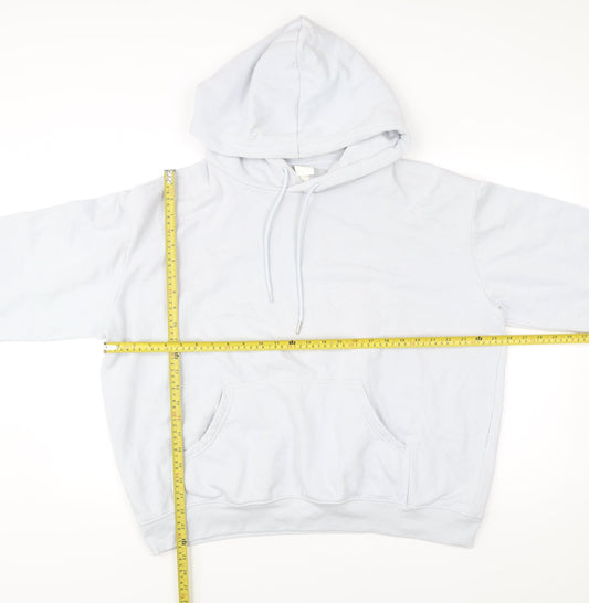 H&M Women’s White Pullover Hoodie L Cotton Blend Casual