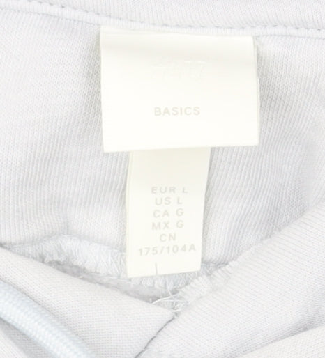 H&M Women’s White Pullover Hoodie L Cotton Blend Casual