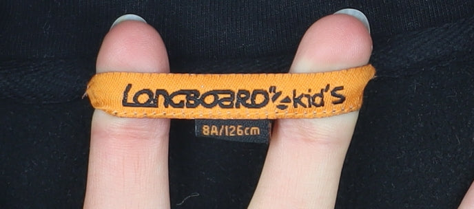 Additional view of Longboard Kid's boys’ black full zip fleece jacket 8 years polyester