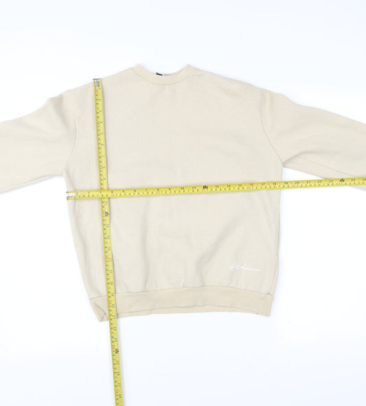 Boohoo Women’s Beige Cotton Sweatshirt Size 8 Crew Neck Casual