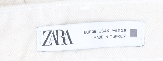 Zara Women’s Ivory High Waist Chino Shorts Size UK 2 Cotton